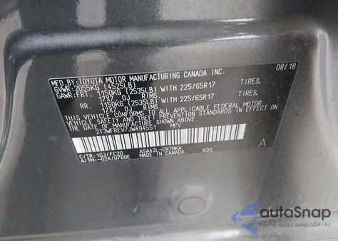 2018 Toyota Rav4 Adventure z USA, uszkodzony, nr VIN 2T3WFREV7JW494551